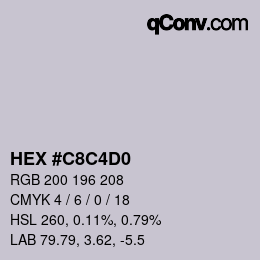 颜色代码: HEX #C8C4D0 | qconv.com