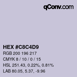 Código de color: HEX #C8C4D9 | qconv.com