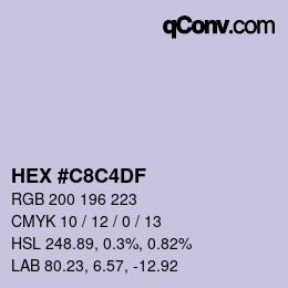 Color code: HEX #C8C4DF | qconv.com