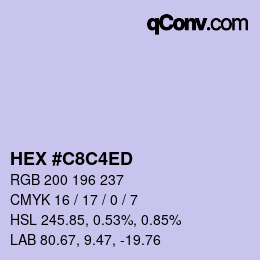 Color code: HEX #C8C4ED | qconv.com