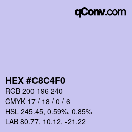 Color code: HEX #C8C4F0 | qconv.com