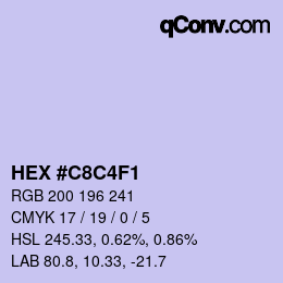 Color code: HEX #C8C4F1 | qconv.com