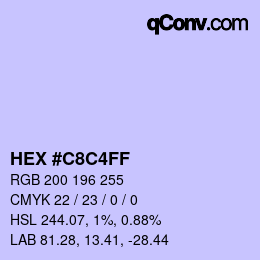 Color code: HEX #C8C4FF | qconv.com