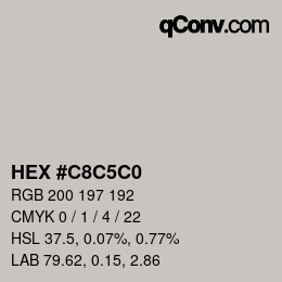 Color code: HEX #C8C5C0 | qconv.com