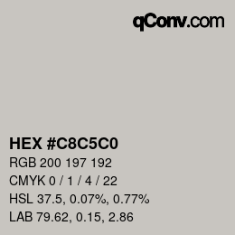 カラーコード: HEX #C8C5C0 | qconv.com