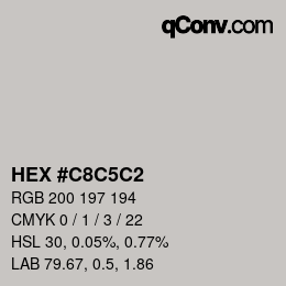 颜色代码: HEX #C8C5C2 | qconv.com