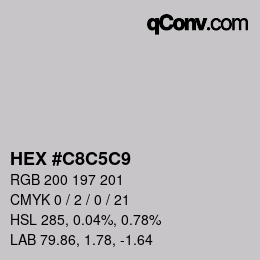 カラーコード: HEX #C8C5C9 | qconv.com