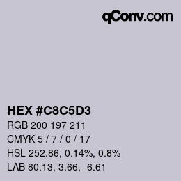 颜色代码: HEX #C8C5D3 | qconv.com