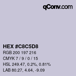 颜色代码: HEX #C8C5D8 | qconv.com