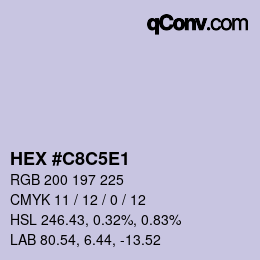 Code couleur: HEX #C8C5E1 | qconv.com