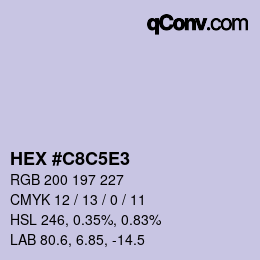 Código de color: HEX #C8C5E3 | qconv.com