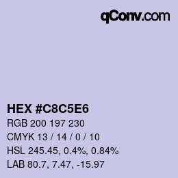 Código de color: HEX #C8C5E6 | qconv.com