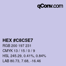 Code couleur: HEX #C8C5E7 | qconv.com