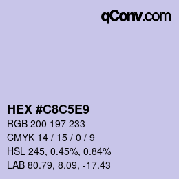 Código de color: HEX #C8C5E9 | qconv.com