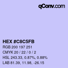 Color code: HEX #C8C5FB | qconv.com