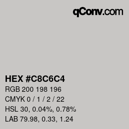 カラーコード: HEX #C8C6C4 | qconv.com