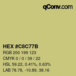 カラーコード: HEX #C8C77B | qconv.com