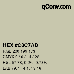 カラーコード: HEX #C8C7AD | qconv.com