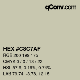 Color code: HEX #C8C7AF | qconv.com