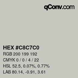 Color code: HEX #C8C7C0 | qconv.com