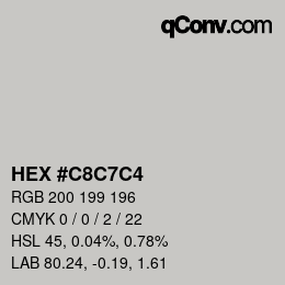 カラーコード: HEX #C8C7C4 | qconv.com