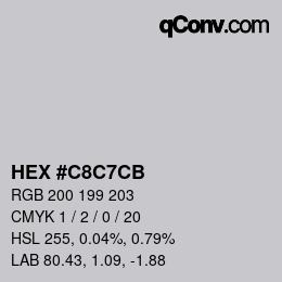 カラーコード: HEX #C8C7CB | qconv.com