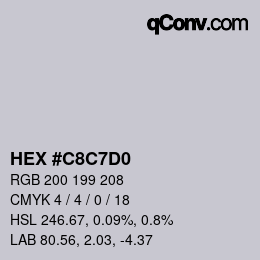 カラーコード: HEX #C8C7D0 | qconv.com
