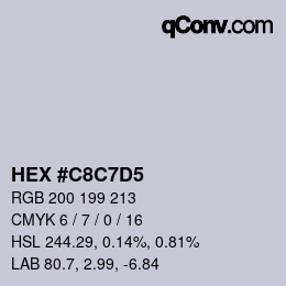 カラーコード: HEX #C8C7D5 | qconv.com
