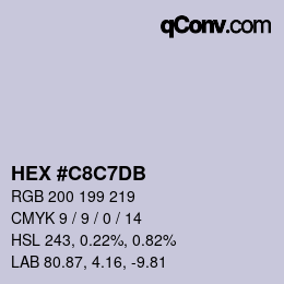 カラーコード: HEX #C8C7DB | qconv.com