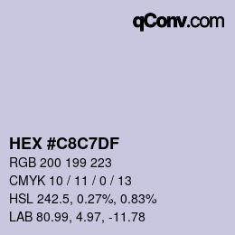 カラーコード: HEX #C8C7DF | qconv.com