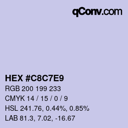 Farbcode: HEX #C8C7E9 | qconv.com