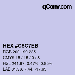 Color code: HEX #C8C7EB | qconv.com