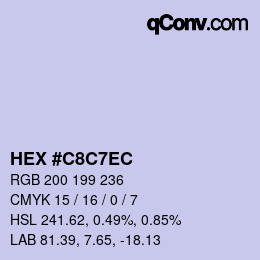 Color code: HEX #C8C7EC | qconv.com