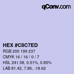 カラーコード: HEX #C8C7ED | qconv.com