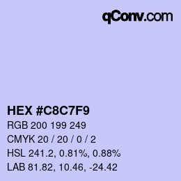 カラーコード: HEX #C8C7F9 | qconv.com