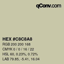 颜色代码: HEX #C8C8A8 | qconv.com