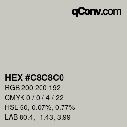 Farbcode: HEX #C8C8C0 | qconv.com