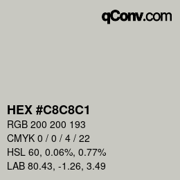 Color code: HEX #C8C8C1 | qconv.com