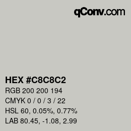 Color code: HEX #C8C8C2 | qconv.com