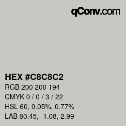 カラーコード: HEX #C8C8C2 | qconv.com