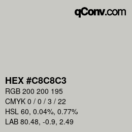 Color code: HEX #C8C8C3 | qconv.com