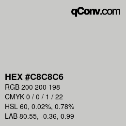 Código de color: HEX #C8C8C6 | qconv.com