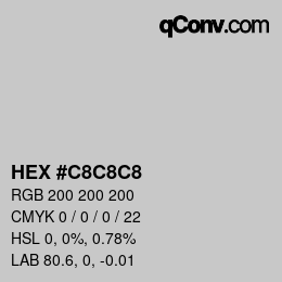 カラーコード: HEX #C8C8C8 | qconv.com