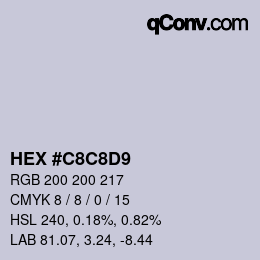 Farbcode: HEX #C8C8D9 | qconv.com