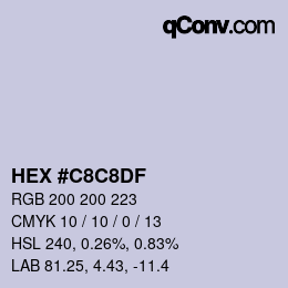 Farbcode: HEX #C8C8DF | qconv.com