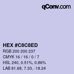 Color code: HEX #C8C8ED | qconv.com