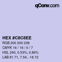 Color code: HEX #C8C8EE | qconv.com