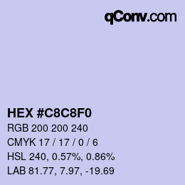 カラーコード: HEX #C8C8F0 | qconv.com