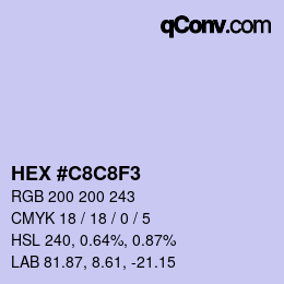 Color code: HEX #C8C8F3 | qconv.com