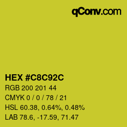 Code couleur: HEX #C8C92C | qconv.com
